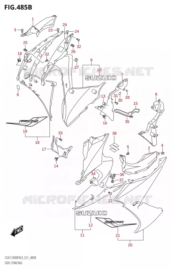 SIDE FAIRING (GSX-S1000FYA:L9:E21) Suzuki MOTO 1000 GSX-S 2019  GSX-S1000FYA L9 (E21)