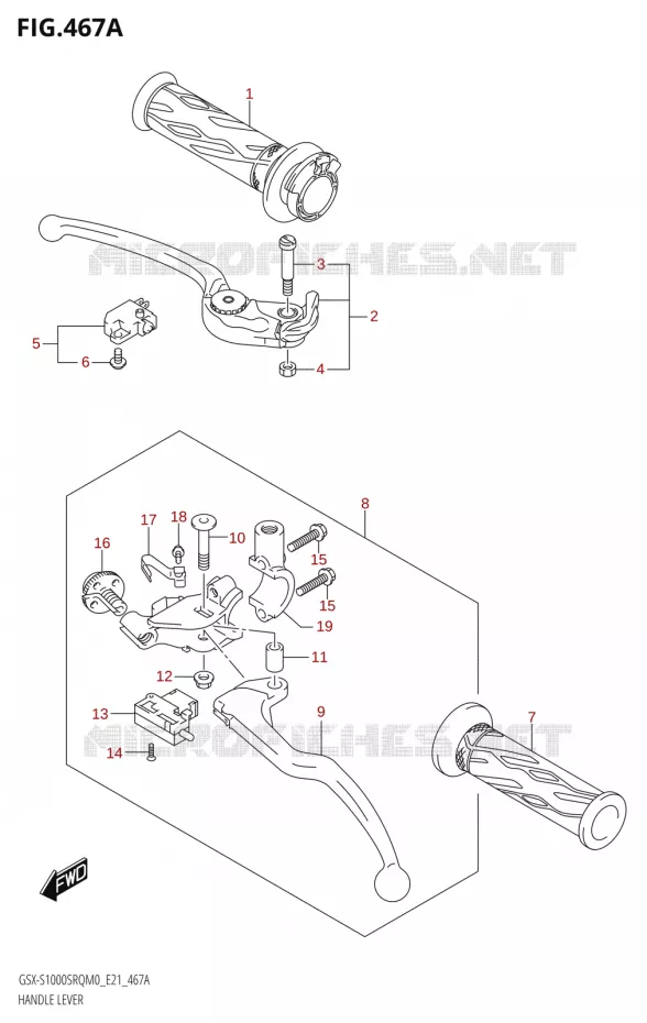 LEVERS - HANDGRIPS Suzuki MOTO 1000 KATANA 2019  GSX-S1000SRQ L9 (E21)