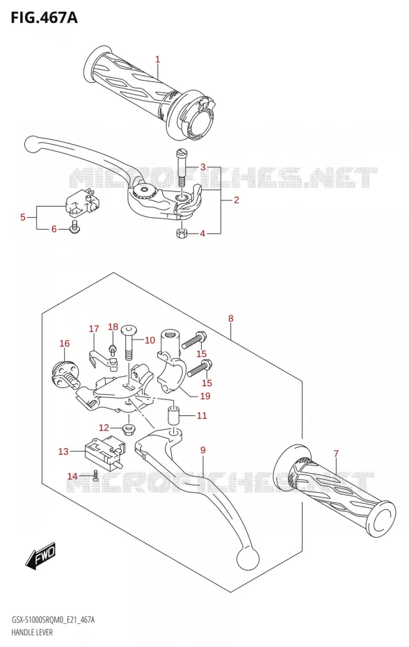 LEVERS - HANDGRIPS Suzuki MOTO 1000 KATANA 2019  GSX-S1000STQ L9 (E21)