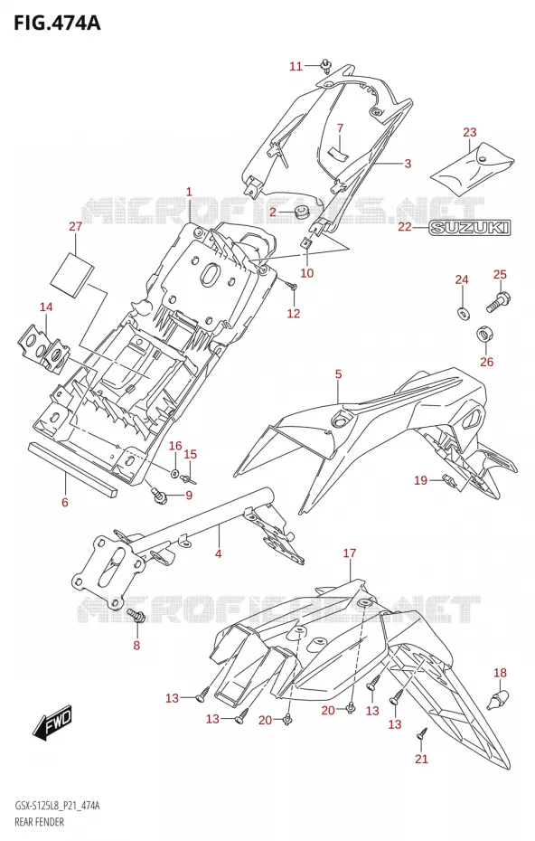 REAR FENDER (GSX-S125ML:L8:P21) Suzuki MOTO 125 GSX-S 2018  GSX-S125ML L8 (P21)