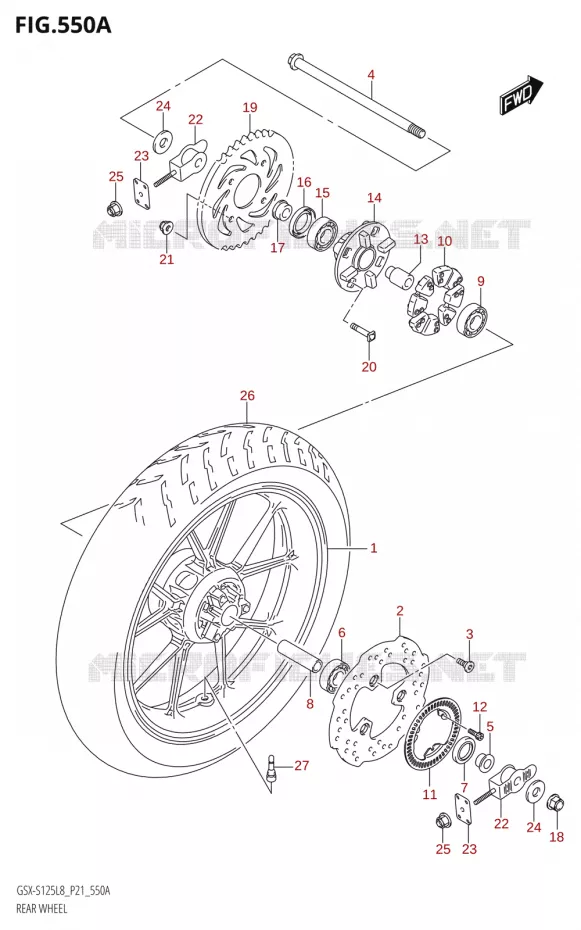 REAR WHEEL Suzuki MOTO 125 GSX-S 2018  GSX-S125ML L8 (P21)