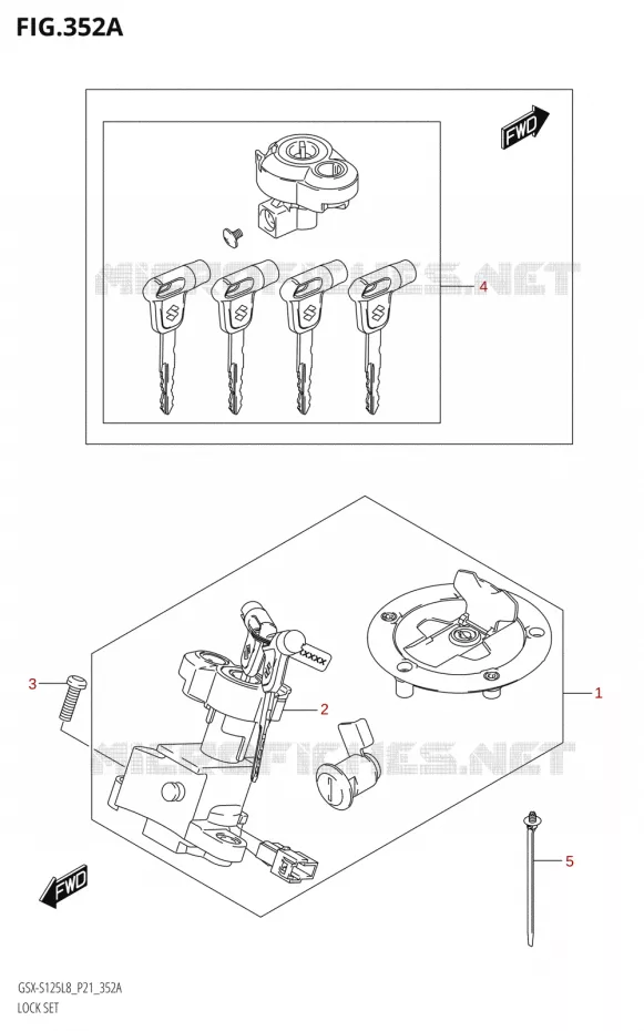 LOCK SET Suzuki MOTO 125 GSX-S 2018  GSX-S125MLX L8 (P21)