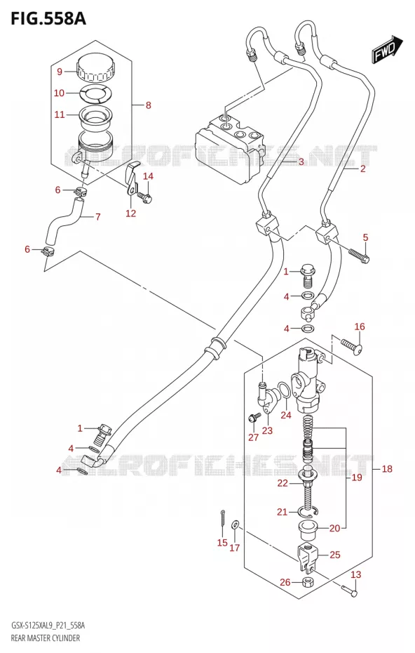 REAR MASTER CYLINDER Suzuki MOTO 125 GSX-S 2019  GSX-S125XA L9 (P21)