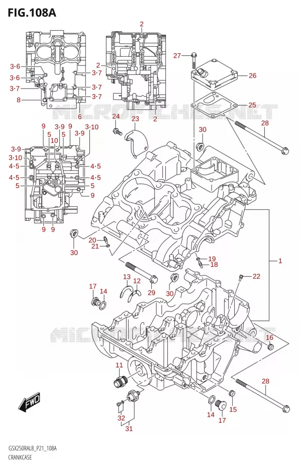 CRANKCASE Suzuki MOTO 250 INAZUMA 2018  GW250RAZ L8 (P21)