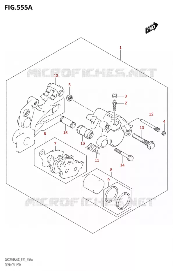 REAR CALIPER Suzuki MOTO 250 INAZUMA 2018  GW250RAZ L8 (P21)