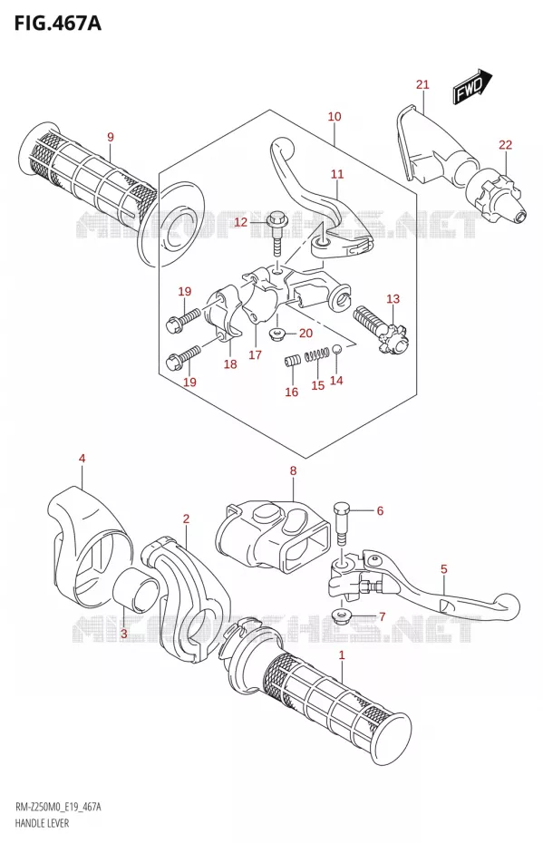 HANDGRIPS - LEVERS  Suzuki MOTO 250 RM-Z 2020  RM-Z250 M0 (E19)