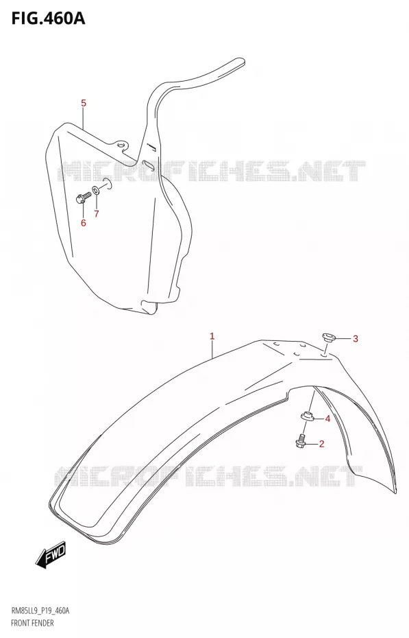 FRONT FENDER Suzuki MOTO 85 RM 2019  RM85L L9 (P19)