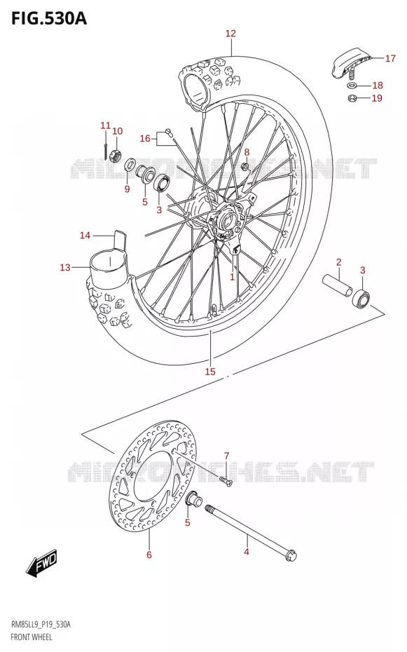 FRONT WHEEL Suzuki MOTO 85 RM 2019  RM85L L9 (P19)