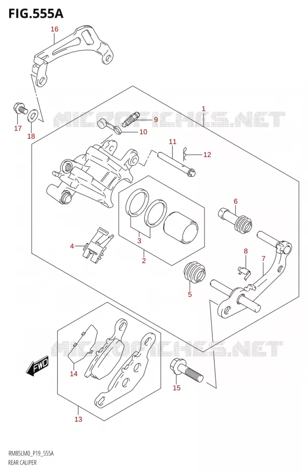 REAR CALIPER Suzuki MOTO 85 RM 2020  RM85L M0 (P19)