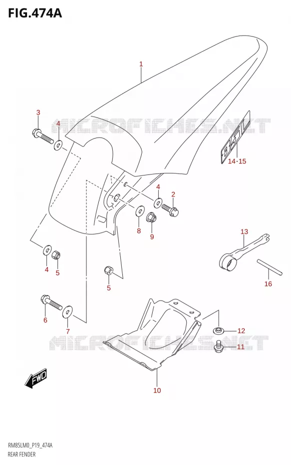 REAR FENDER Suzuki MOTO 85 RM 2020  RM85L M0 (P19)