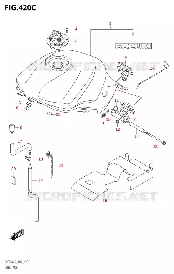 FUEL TANK ESS (SV650AL9 E19) (FOR YVB,QEB) Suzuki MOTO 650 SV 2019  SV650A L9 (E02)