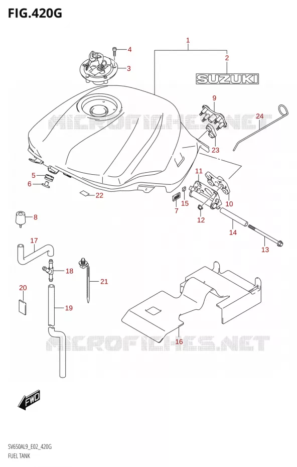 FUEL TANK ESS (SV650AUL9 E02) (FOR YVB,QEB) Suzuki MOTO 650 SV 2019  SV650A L9 (E02)