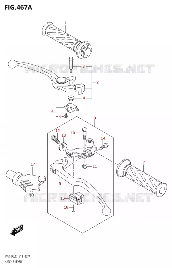 HANDGRIPS - LEVERS  Suzuki MOTO 650 SV 2020  SV650A (E19)