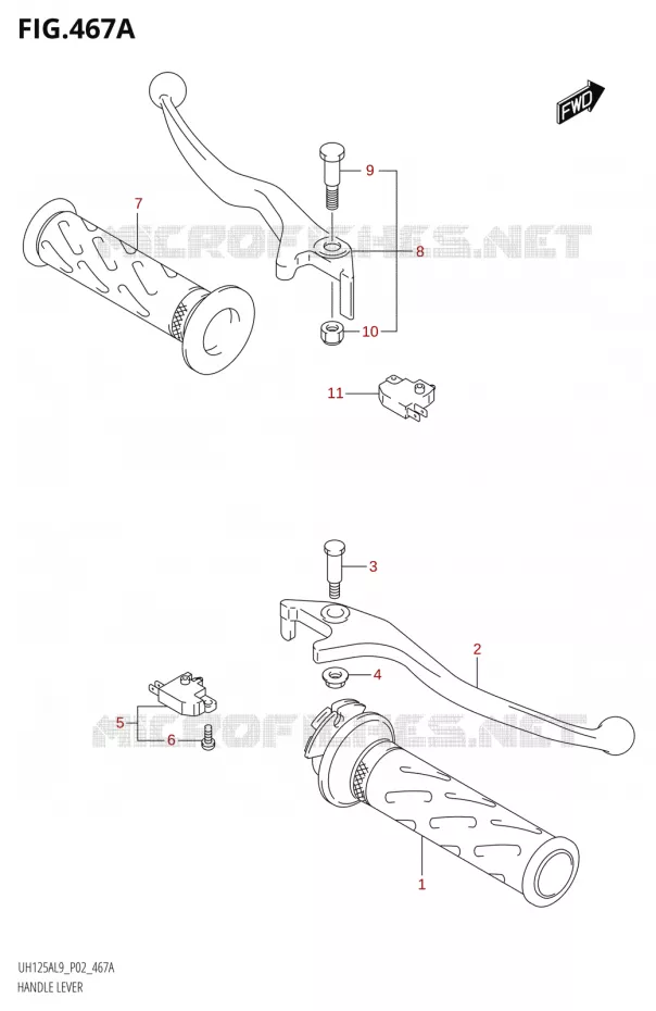 HANDGRIPS - LEVERS  Suzuki SCOOTER 125 BURGMAN 2019  UH125A L9 (P02)
