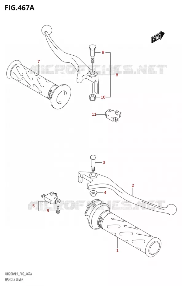 HANDGRIPS - LEVERS  Suzuki SCOOTER 200 BURGMAN 2019  UH200A L9 (P02)