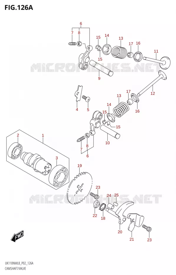 CAMSHAFT - VALVES Suzuki SCOOTER 110 ADDRESS 2018  UK110NM L8 (P02)