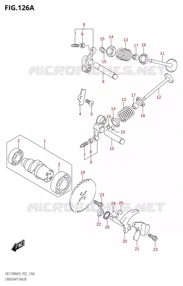 CAMSHAFT - VALVES Suzuki SCOOTER 110 ADDRESS 2019  UK110NM L9 (P02)