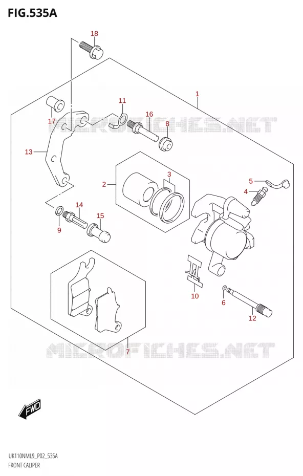 FRONT CALIPER Suzuki SCOOTER 110 ADDRESS 2019  UK110NM L9 (P02)