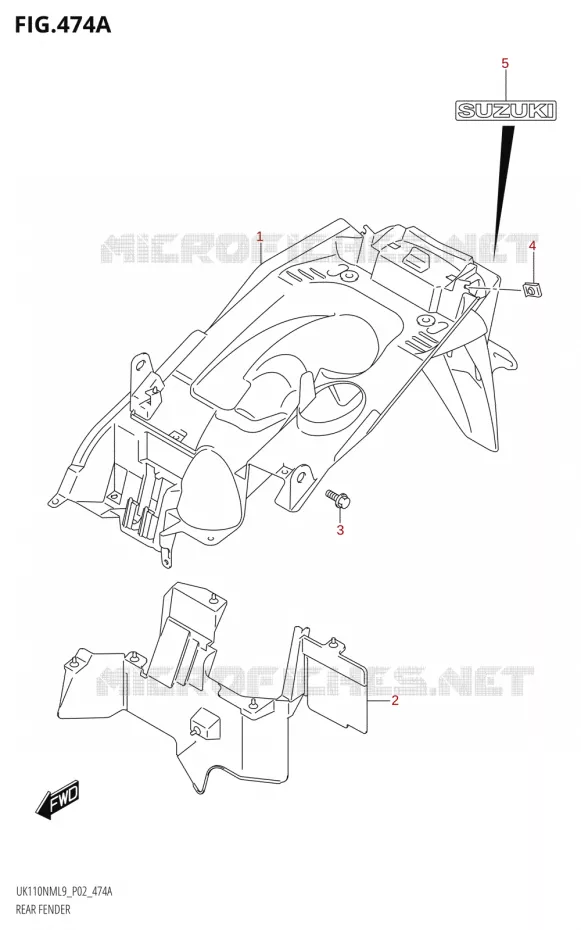 REAR FENDER Suzuki SCOOTER 110 ADDRESS 2019  UK110NM L9 (P02)
