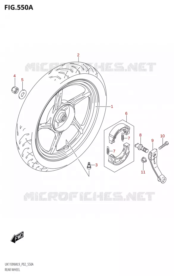 REAR WHEEL Suzuki SCOOTER 110 ADDRESS 2019  UK110NM L9 (P02)