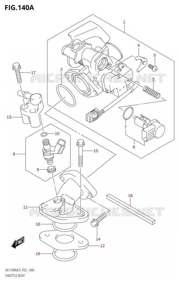THROTTLE BODY Suzuki SCOOTER 110 ADDRESS 2019  UK110NM L9 (P02)