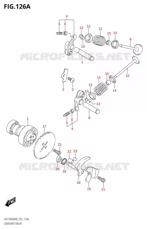CAMSHAFT - VALVES Suzuki SCOOTER 110 ADDRESS 2020  UK110NM M0 (P02)