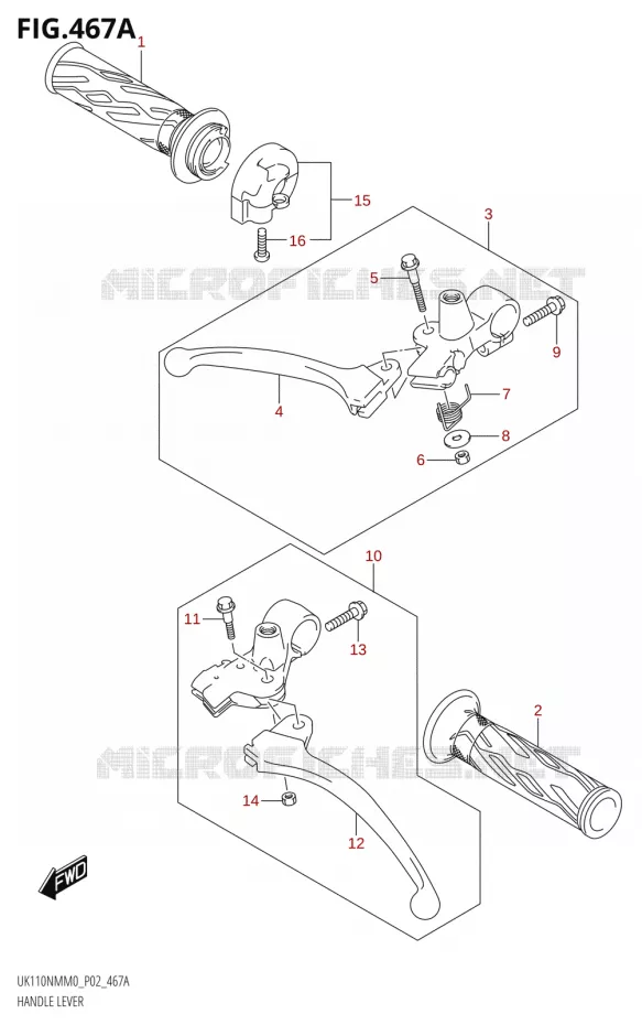 HANDGRIPS - LEVERS  Suzuki SCOOTER 110 ADDRESS 2020  UK110NM M0 (P02)