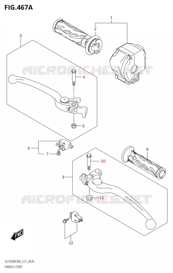 HANDGRIPS - LEVERS L1050RC) Suzuki MOTO 1050 V-STROM 2020  DL1050RQ M0 (E21)