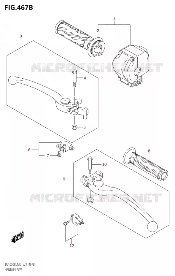 HANDGRIPS - LEVERS L1050RQ) Suzuki MOTO 1050 V-STROM 2020  DL1050RC M0 (E21)