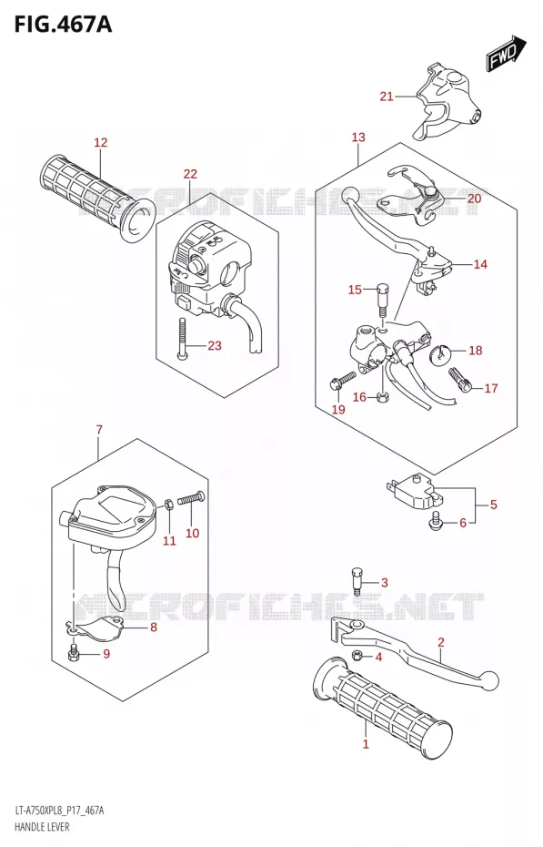 HANDGRIPS - LEVERS  Suzuki QUAD 750 KINGQUAD 2018  LT-A750XP L8 (P17)