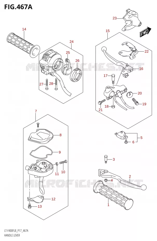 HANDGRIPS - LEVERS  Suzuki QUAD 400 KINGQUAD 2018  LT-F400F L8 (P17)