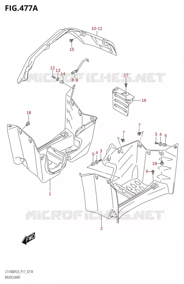 MUDGUARD Suzuki QUAD 400 KINGQUAD 2018  LT-F400F L8 (P17)