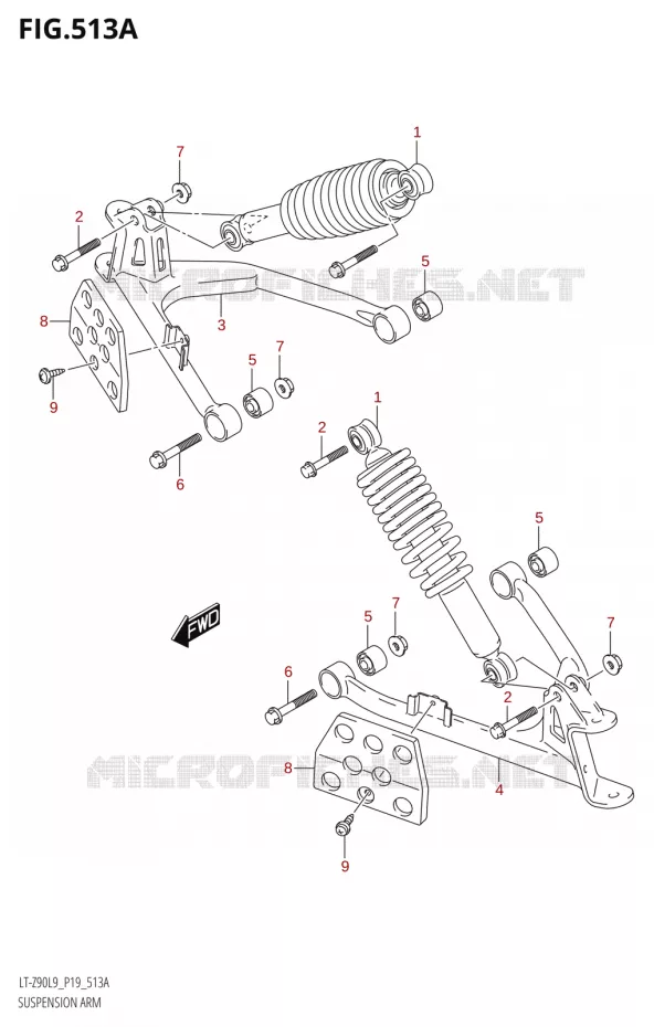 SHOCK ABSORBER - WISHBONE Suzuki QUAD 90 QUADSPORT 2019  LT-Z90 L9 (P19)