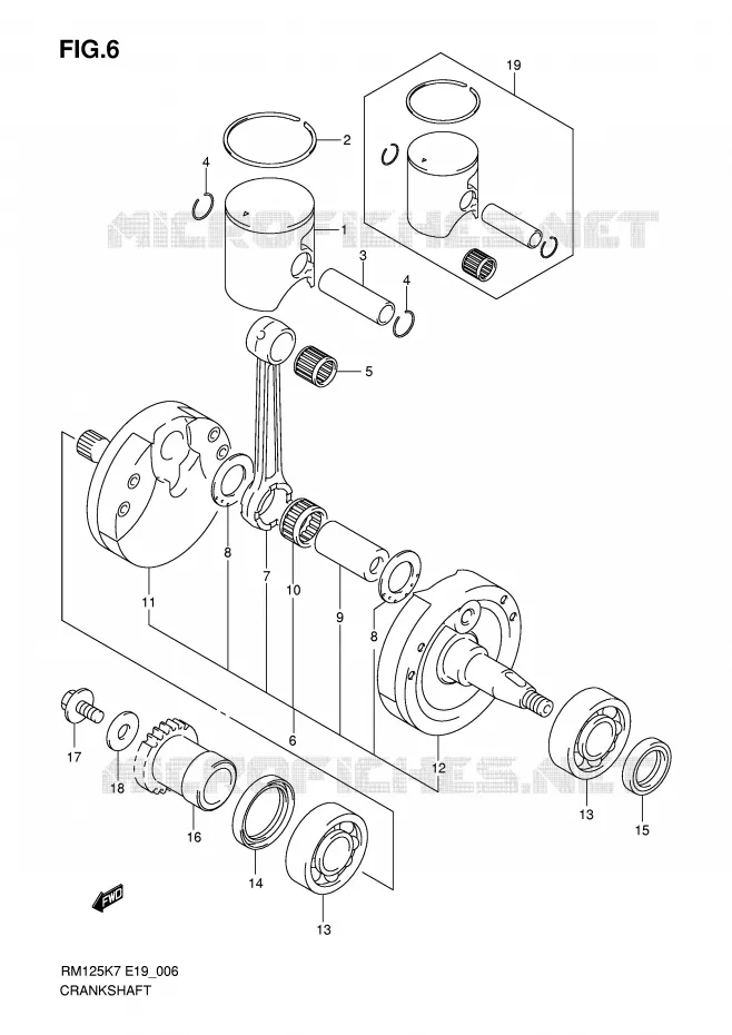 CRANKSHAFT Suzuki MOTO 125 RM 2012  RM125K8(P19)