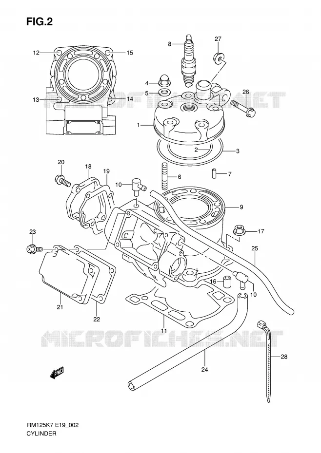 CYLINDER Suzuki MOTO 125 RM 2012  RM125K8(P19)