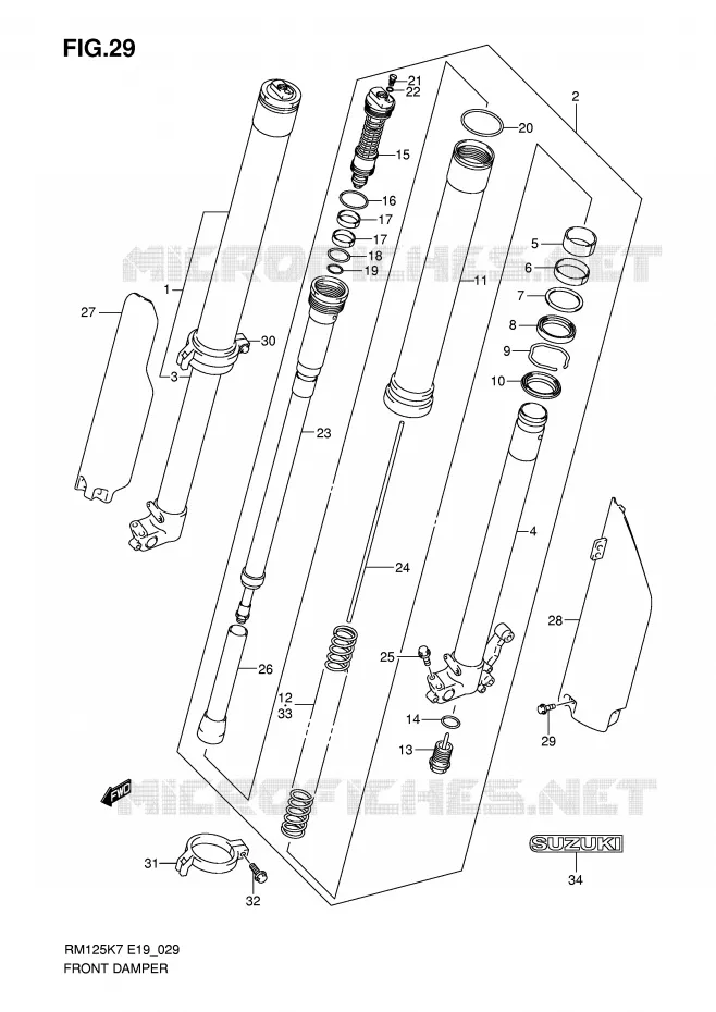 FRONT SHOCK ABSORBER Suzuki MOTO 125 RM 2011  RM125K8(P19)