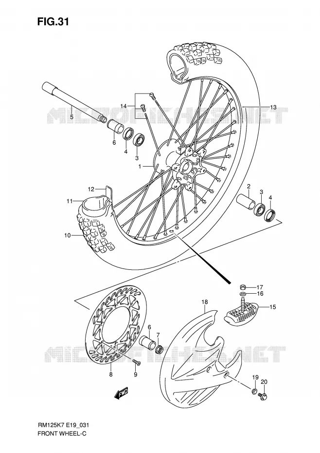 FRONT WHEEL Suzuki MOTO 125 RM 2011  RM125K8(P19)