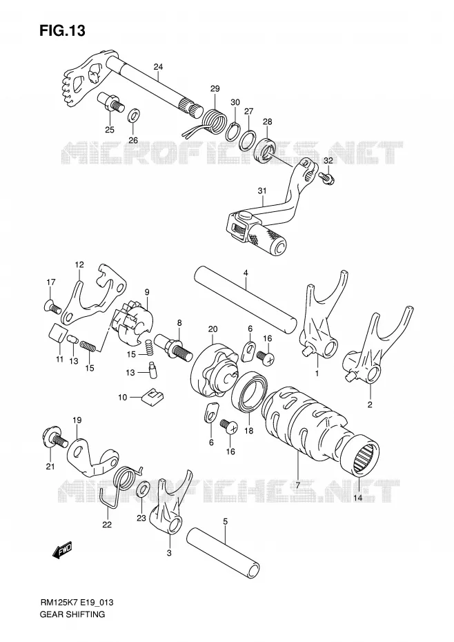 GEAR SHIFTING ASSY Suzuki MOTO 125 RM 2009  RM125K8(P19)