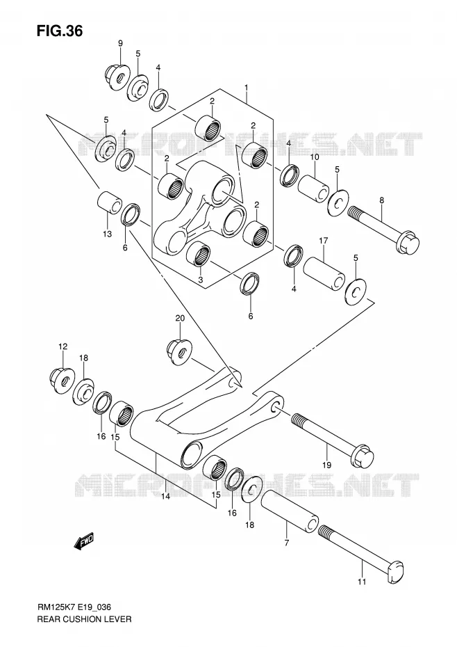SHOCK ABSORBER LINKAGE Suzuki MOTO 125 RM 2008  RM125K8(P19)