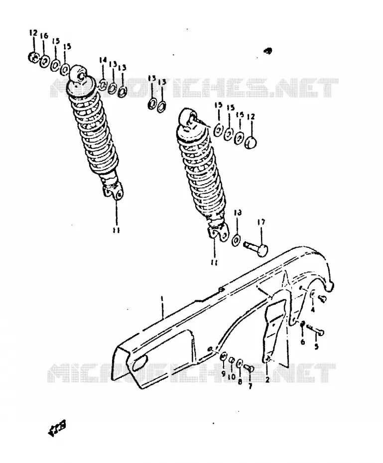 CHAIN GUARD -  SHOCK ABSORBER Suzuki MOTO 750 GSX 1981  GSX750X(1981)