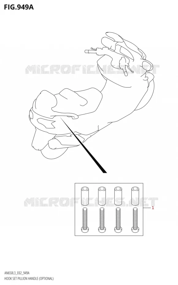 BACKREST BRACKET HANDLE (OPTIONAL) Suzuki SCOOTER 650 BURGMAN 2013  AN650 L3 (E02,E19)