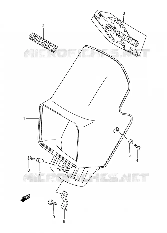 HEADLIGHT FAIRINGLE R / S / T) Suzuki MOTO 350 DR 1996  DR350SE T (E02,E04,E18,E94)
