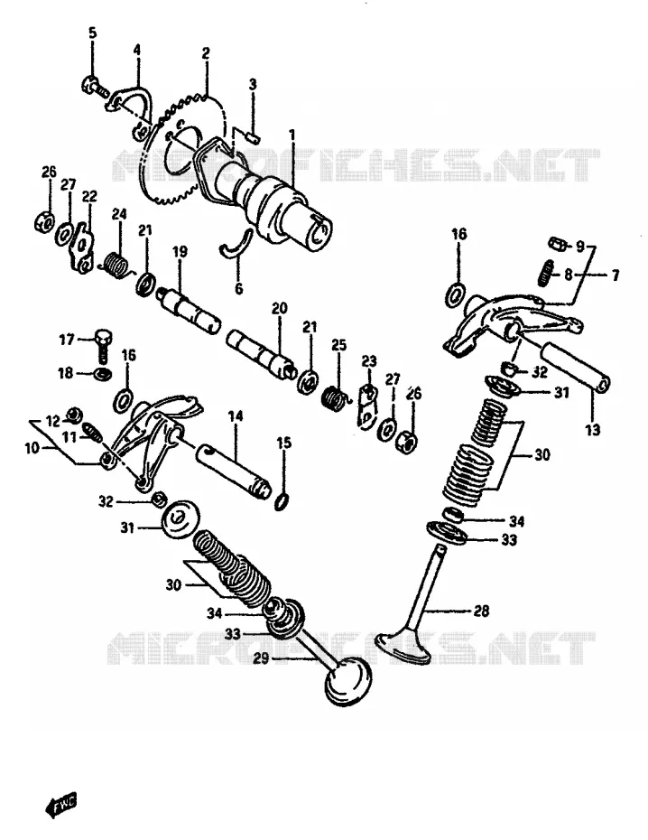 CAMSHAFT - VALVES Suzuki MOTO 600 DR 1987  DR600SUH(E2)