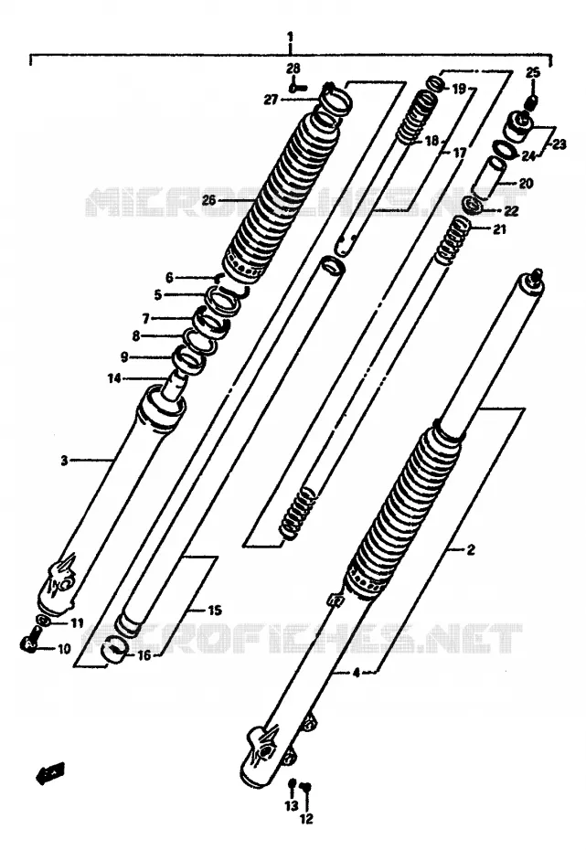 FRONT FORK Suzuki MOTO 600 DR 1987  DR600S H/DR600SU H