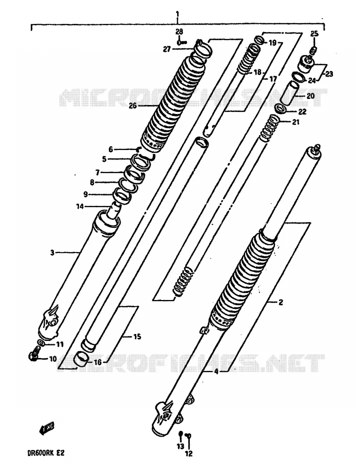 FRONT FORK Suzuki MOTO 600 DR 1989  DR600RK(E2)