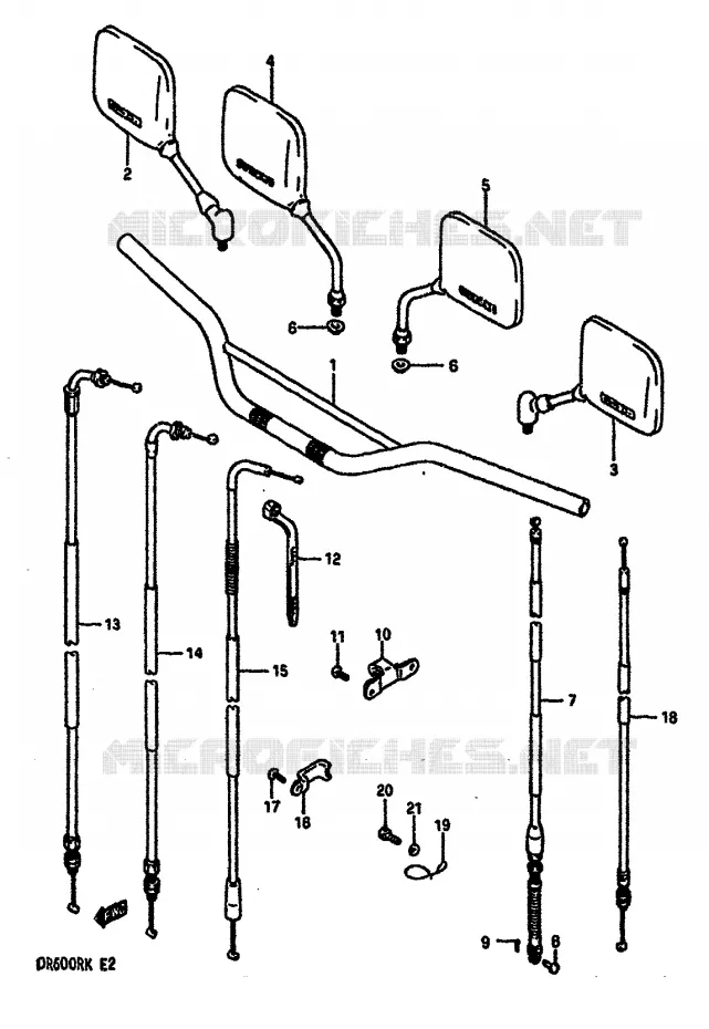 HANDLEBAR - CABLES Suzuki MOTO 600 DR 1989  DR600RK(E2)