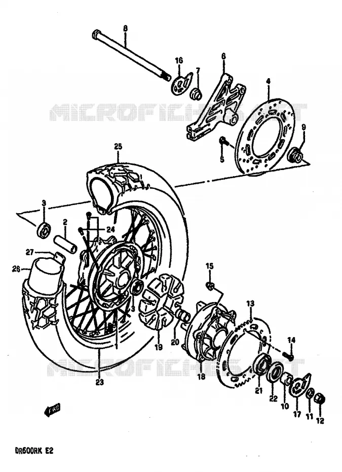 REAR WHEELODELE K) Suzuki MOTO 600 DR 1989  DR600RK(E2)