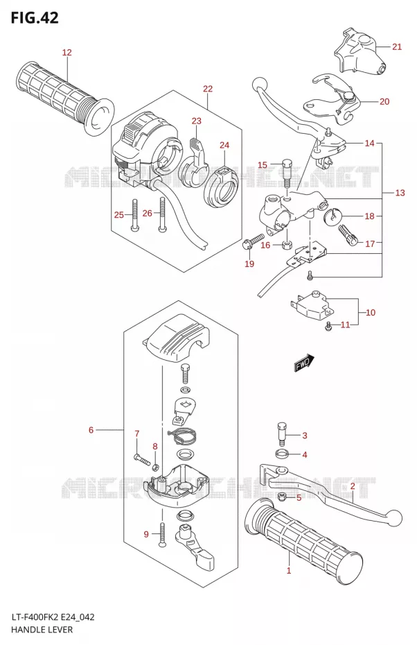HANDGRIPS - LEVERS  Suzuki QUAD 400 EIGER 2002  LT-F400FK2(E24)