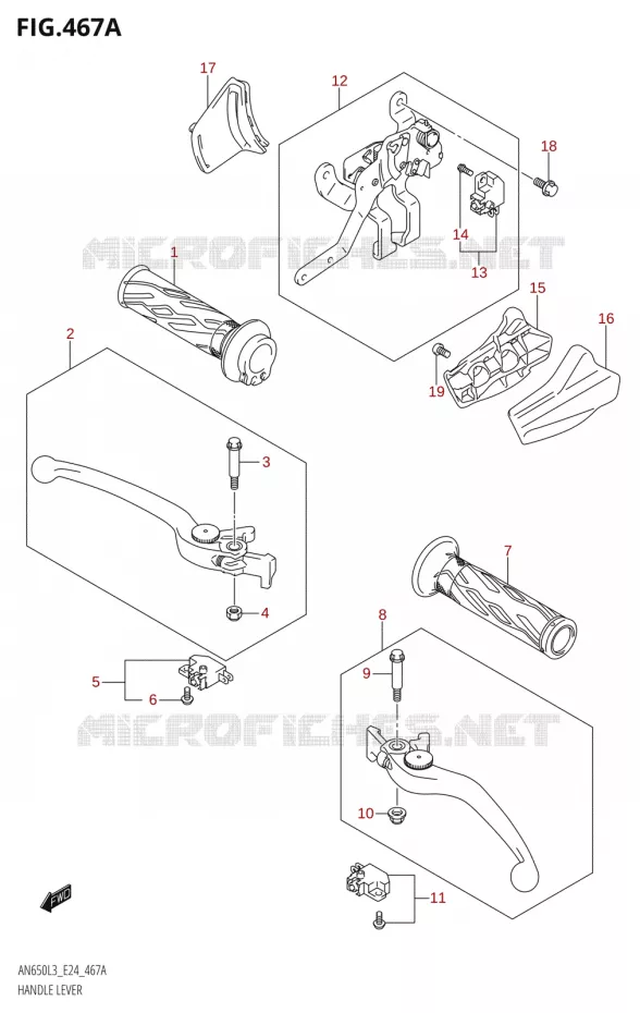 LEVERS - HANDGRIPS Suzuki SCOOTER 650 BURGMAN 2013  AN650 L3 (E24)