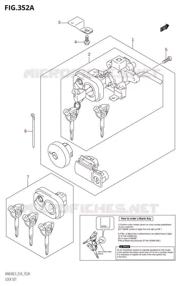LOCK SET Suzuki SCOOTER 650 BURGMAN 2013  AN650 L3 (E24)